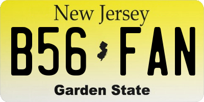 NJ license plate B56FAN