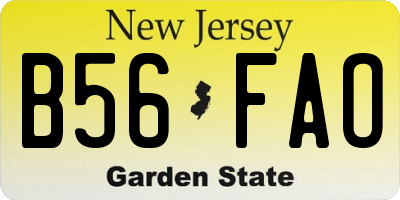 NJ license plate B56FAO
