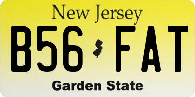 NJ license plate B56FAT