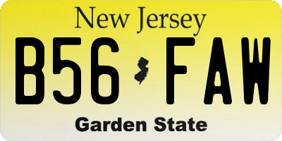 NJ license plate B56FAW