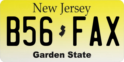 NJ license plate B56FAX