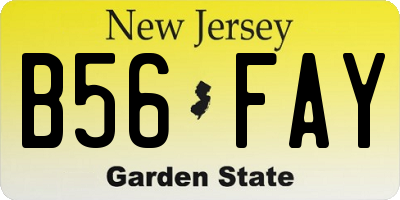NJ license plate B56FAY