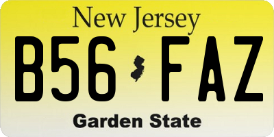 NJ license plate B56FAZ