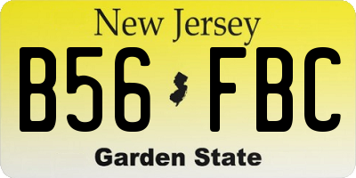 NJ license plate B56FBC