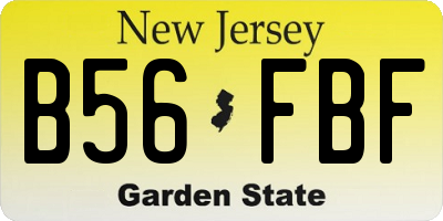 NJ license plate B56FBF
