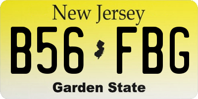 NJ license plate B56FBG