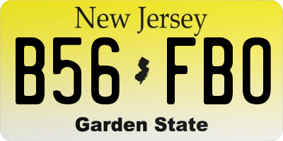 NJ license plate B56FBO