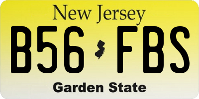 NJ license plate B56FBS