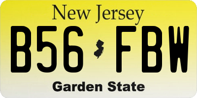 NJ license plate B56FBW