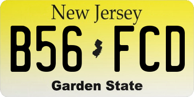 NJ license plate B56FCD