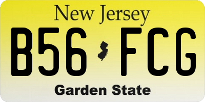 NJ license plate B56FCG
