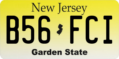 NJ license plate B56FCI
