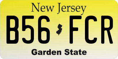 NJ license plate B56FCR