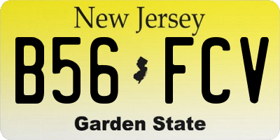 NJ license plate B56FCV