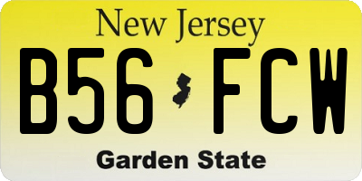 NJ license plate B56FCW