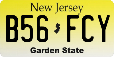 NJ license plate B56FCY