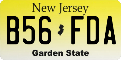 NJ license plate B56FDA