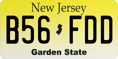 NJ license plate B56FDD