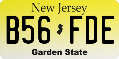 NJ license plate B56FDE