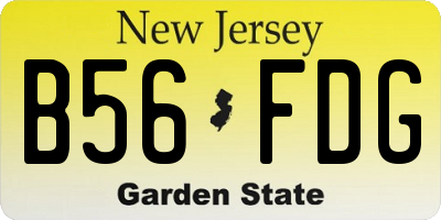 NJ license plate B56FDG