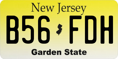 NJ license plate B56FDH