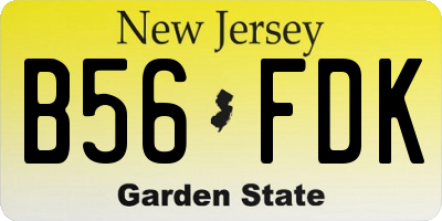 NJ license plate B56FDK