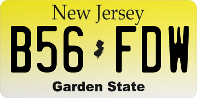 NJ license plate B56FDW