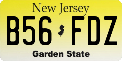 NJ license plate B56FDZ