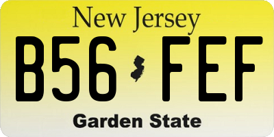 NJ license plate B56FEF