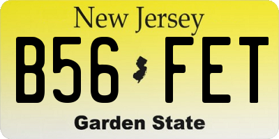 NJ license plate B56FET