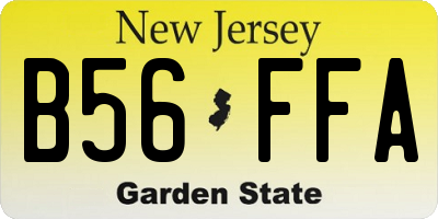 NJ license plate B56FFA
