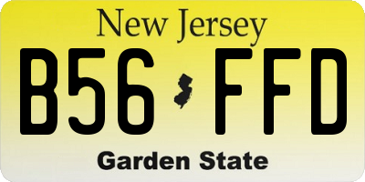 NJ license plate B56FFD