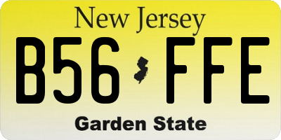 NJ license plate B56FFE