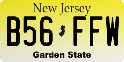 NJ license plate B56FFW