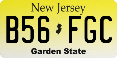NJ license plate B56FGC