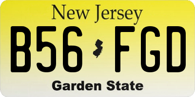 NJ license plate B56FGD