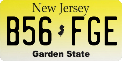 NJ license plate B56FGE