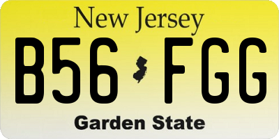 NJ license plate B56FGG