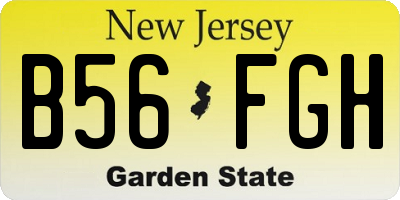 NJ license plate B56FGH