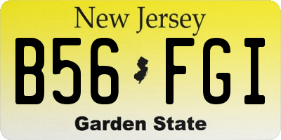 NJ license plate B56FGI
