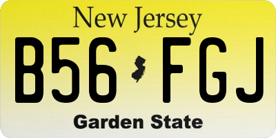 NJ license plate B56FGJ