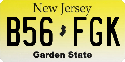NJ license plate B56FGK
