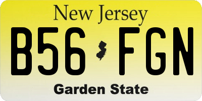 NJ license plate B56FGN
