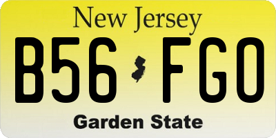 NJ license plate B56FGO