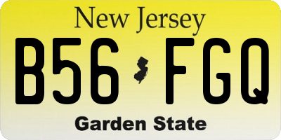 NJ license plate B56FGQ