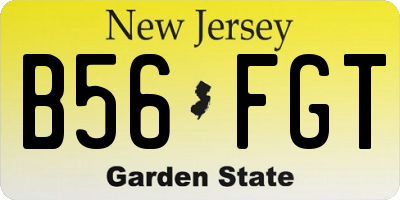 NJ license plate B56FGT