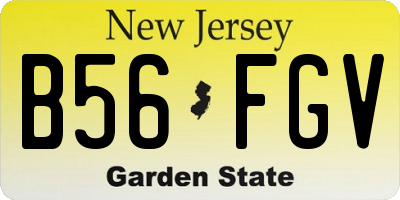 NJ license plate B56FGV