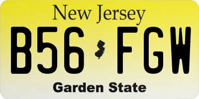 NJ license plate B56FGW