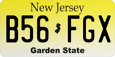 NJ license plate B56FGX