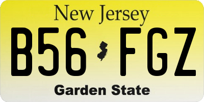 NJ license plate B56FGZ